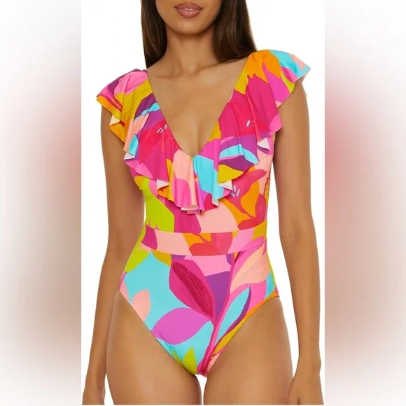 *NWT* Trina Turk Monaco Ruffle One Piece Swimsuit - Picture 2 of 7
